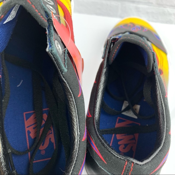 NEW! Vans Old Skool Racer Blk/Red Blue Flame Leather Shoes - Picture 12 of 16